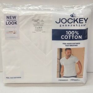 Jockey Generation‎ Mens Staycool Staynew V Neck T Shirt White 100% Cotton Size S